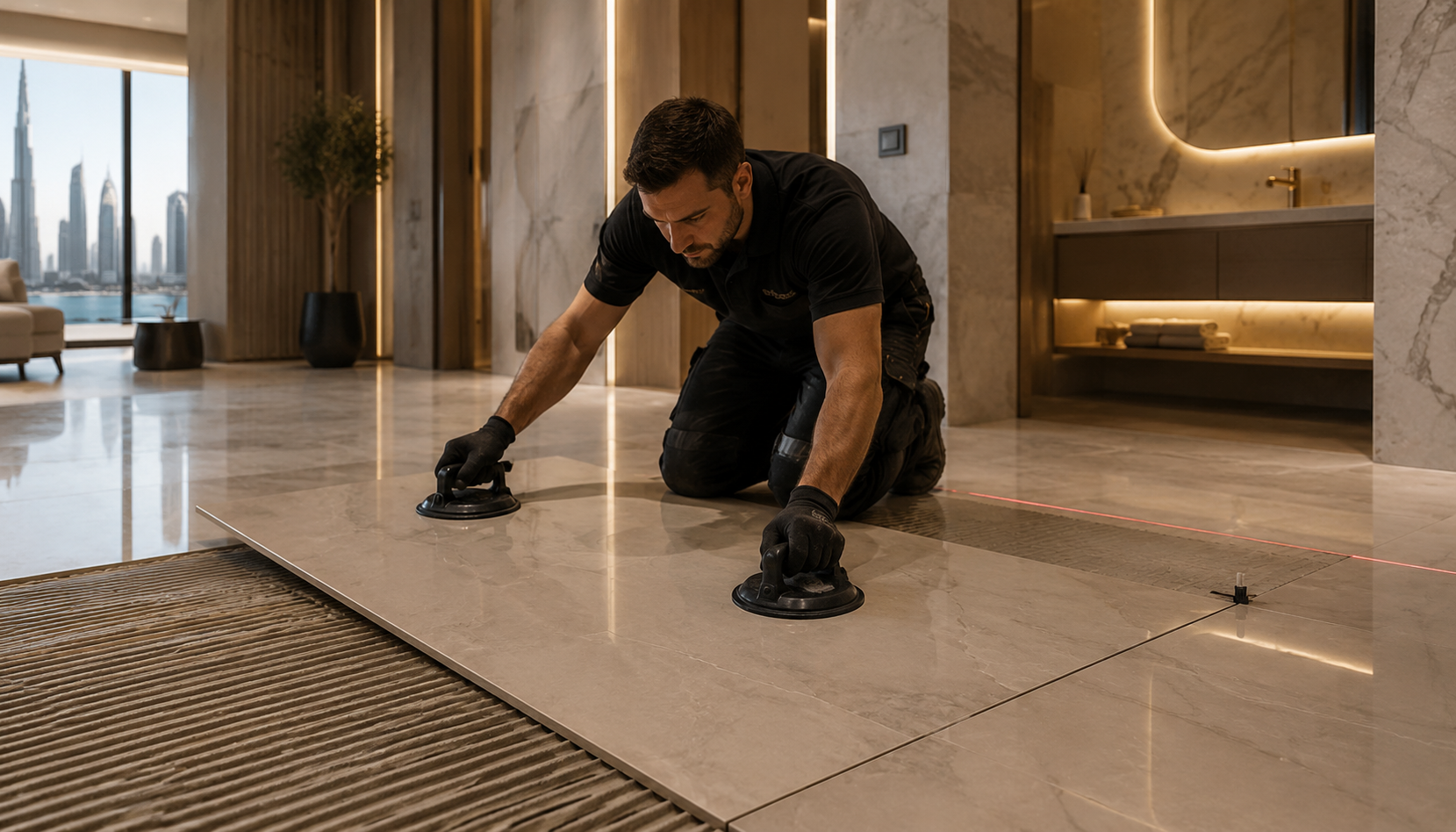 Large Format Porcelain Tile Installation Dubai